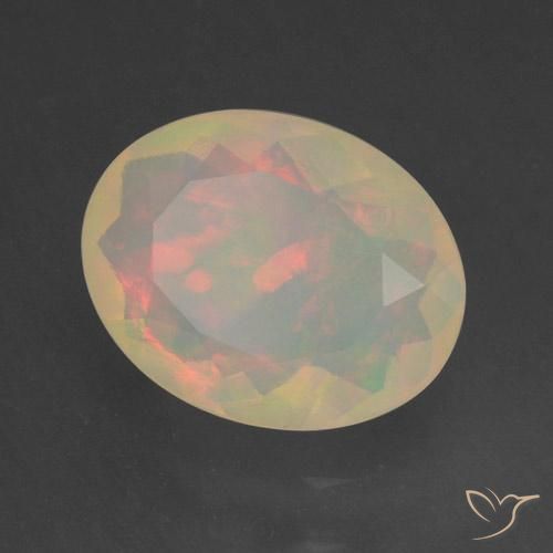 1.31 ct Multicolor Opal Stone, Natural Opal in Oval Facet Shape for Sale