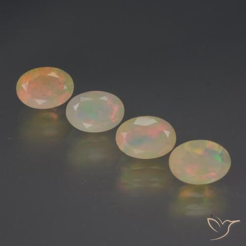 2.23 ctw Multicolor Opal Gemstones, Opal Gems in Oval Facet Shape for Sale.