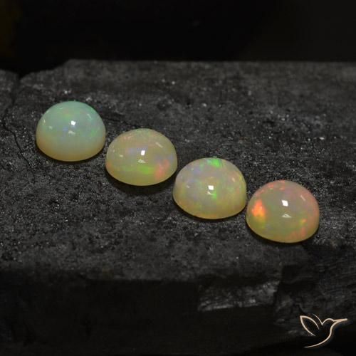 5.72 ctw Multicolor Opal Stones, Natural Opal in Round Cabochon Shape for Sale