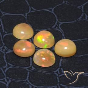 6.46 ctw Multicolor Opal Stones, Natural Opal in Round Cabochon Shape for Sale