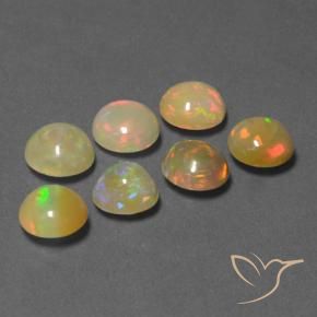 5.32 ctw Multicolor Opal Stones, Natural Opal in Round Cabochon Shape for Sale