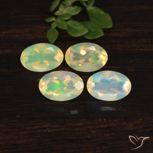 Lot of 4pc Oval Multicolor Opal from Ethiopia - Size 6.1 x 4.1mm, Weight 1.32ct total / avg. 0.33ct each, Mohs Hardness 5.5 - 6.5, October Birthstone, Photo A