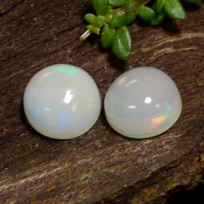 1.22 ctw White Opal Stones, Natural Opal in Round Cabochon Shape for Sale