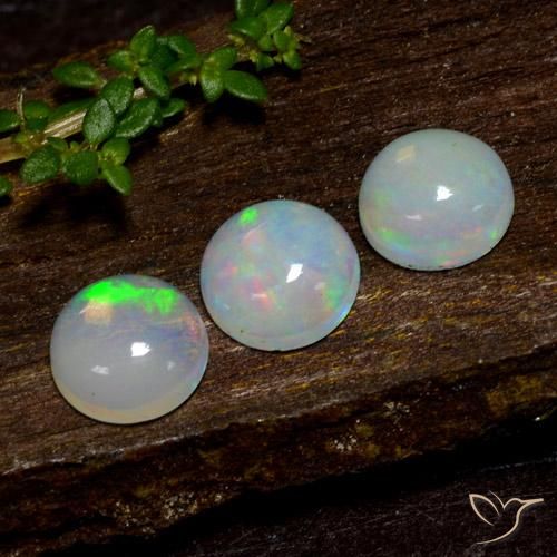 1.46 ctw Multicolor Opal Stones, Natural Opal in Round Cabochon Shape for Sale