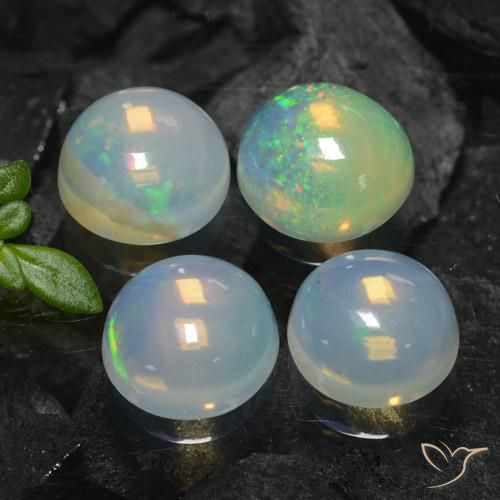 3.43 ctw Multicolor Opal Stones, Natural Opal in Round Cabochon Shape for Sale