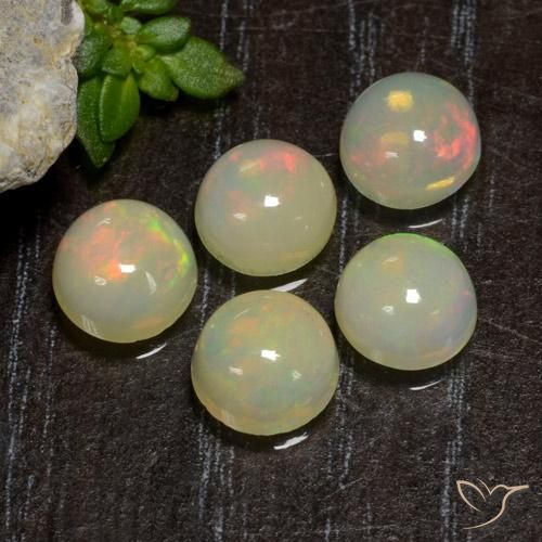 3.19 ctw Multicolor Opal Stones, Natural Opal in Round Cabochon Shape for Sale
