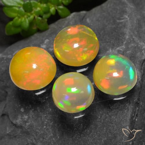 3.04 ctw Multicolor Opal Stones, Natural Opal in Round Cabochon Shape for Sale