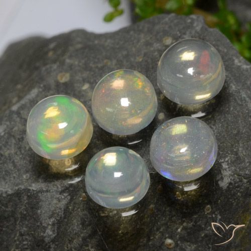 1.94 ctw Multicolor Opal Gemstones, Opal Gems in Round Cabochon Shape for Sale.