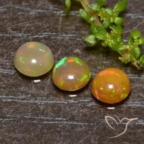 1.34 ctw Multicolor Opal Stones, Natural Opal in Round Cabochon Shape for Sale