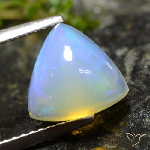9 x 9,2mm trillionenschliff mehrfarbiger Opal aus Äthiopien, Gewicht 1,66 ct, 1 Stück Opal - Farbe: Mehrfarbig, natürlicher Edelstein in Transparent Reinheit, Mohs-Härte von 5,5 - 6,5, Symbolisiert Liebe, Leidenschaft, Verlangen, Photo A