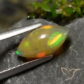 0.72 ct Multicolor Opal Stone, Natural Opal in Marquise Cabochon Shape for Sale