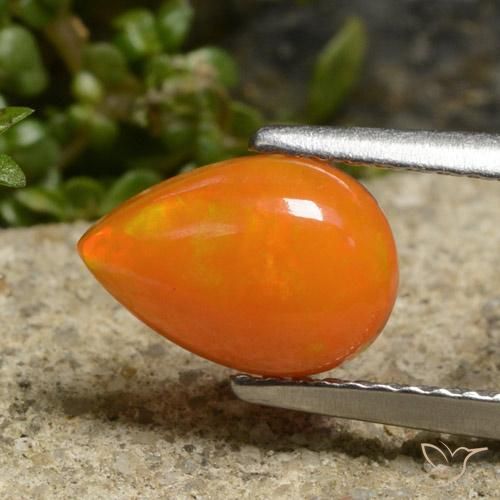 0.91 ct Orange Opal Stone, Natural Opal in Pear Cabochon Shape for Sale