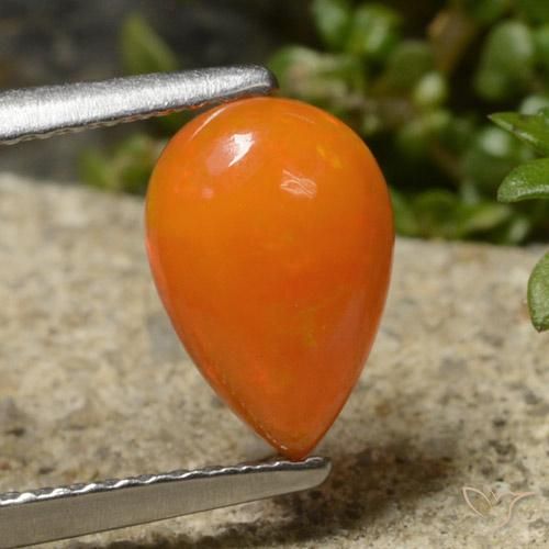 Opal Gemstone in 9.2 x 6.3 mm Size for Sale, Opal Stone in Reddish Orange Color