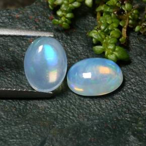 2.44 ctw White Opal Gemstones, Opal Gems in Oval Cabochon Shape for Sale.