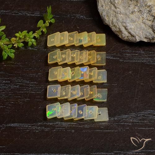 3.10 ctw Multicolor Opal Stones, Natural Opal in Drilled Square Rondelle Shape for Sale