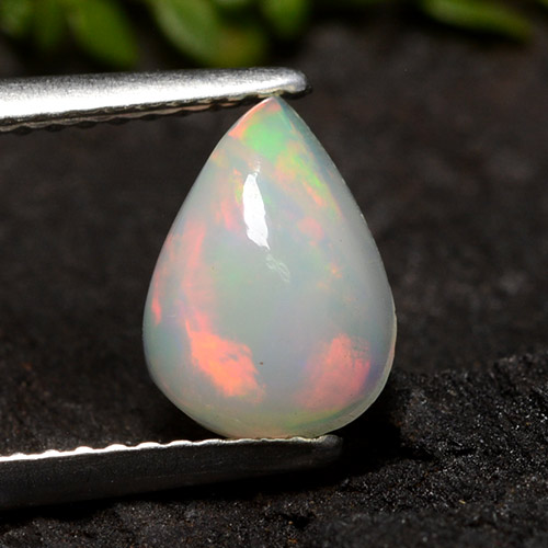 Multicolor White Opal Gem - 1.2ct Pear Cabochon (ID: 490487)