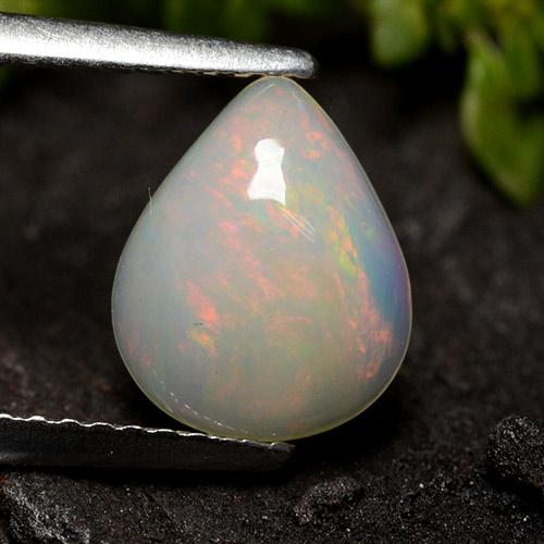 Multicolor White Opal Gem - 1.2ct Pear Cabochon (ID: 490492)