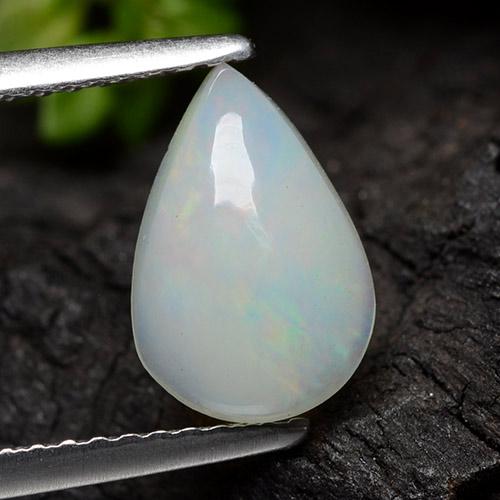 Bluish White Opal Gem - 0.9ct Pear Cabochon (ID: 490571)