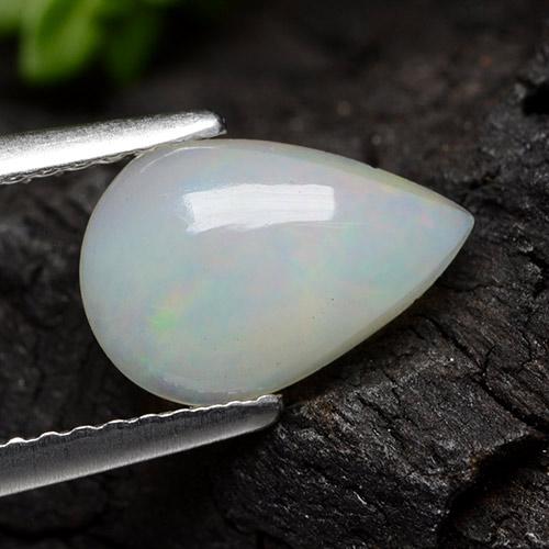 0.89 ct White Opal Stone, Natural Opal in Pear Cabochon Shape for Sale
