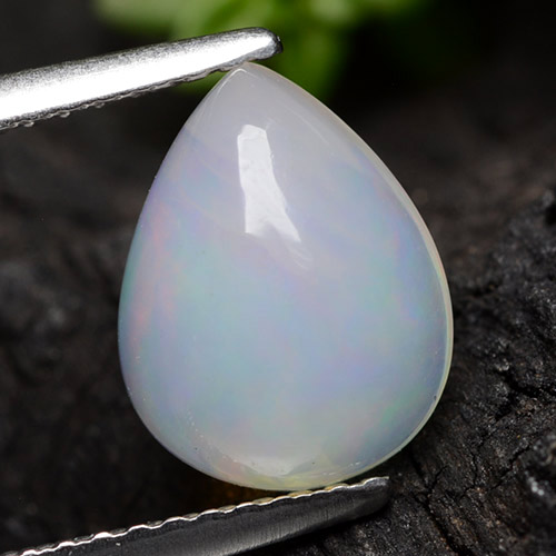 Bluish White Opal Gem - 1.5ct Pear Cabochon (ID: 490575)