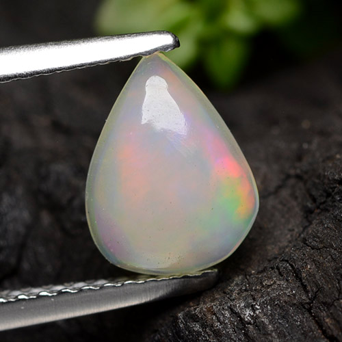 Multicolor White Опал Камень - 0.9ct Груша Кабошон (ID: 490576)