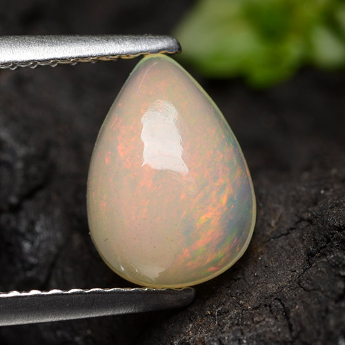 Multicolor White Opal Gem - 1.4ct Pear Cabochon (ID: 490579)