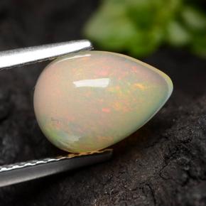 1.38 ct White Opal Stone, Natural Opal in Pear Cabochon Shape for Sale