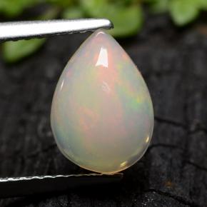 Blanco multicolor Ópalo Gema - 1.5ct Cabujón Pera (ID: 490751)