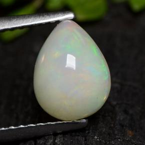 Multicolor White Opal Gem - 1.3ct Pear Cabochon (ID: 490752)
