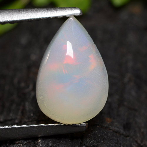 Multicolor White Opal Gem - 1.2ct Pear Cabochon (ID: 490756)