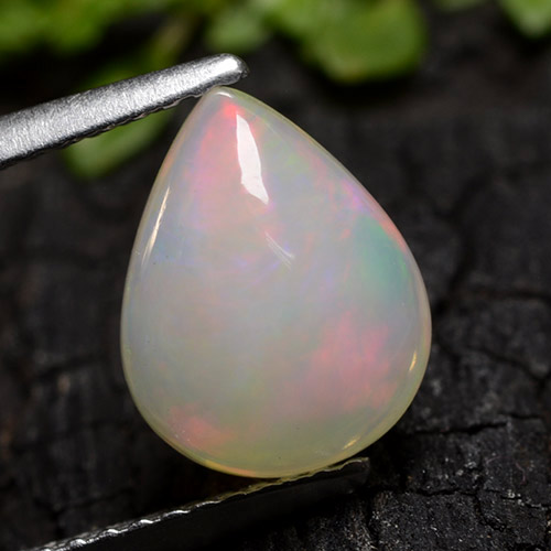 Multicolor White Opal Gem - 1.8ct Pear Cabochon (ID: 490761)