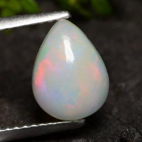 Multicolor White Opal Gem - 1.3ct Pear Cabochon (ID: 490813)