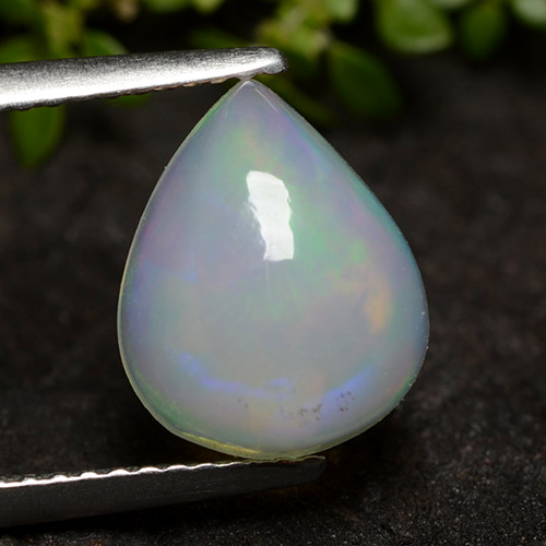 Bluish White Opal Gem - 2.1ct Pear Cabochon (ID: 490818)