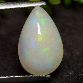 Blanc multicolore Opale gemme - 2.4ct Poire cabochon (ID: 490820)