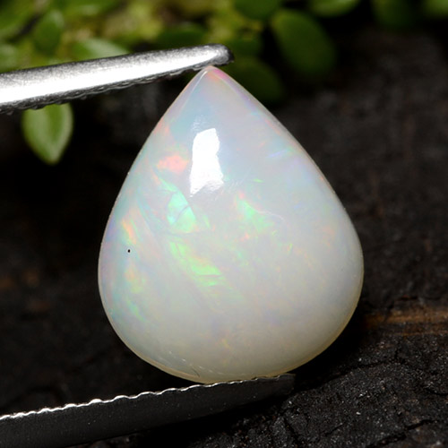 Multicolor White Opal Gem - 1.8ct Pear Cabochon (ID: 490823)