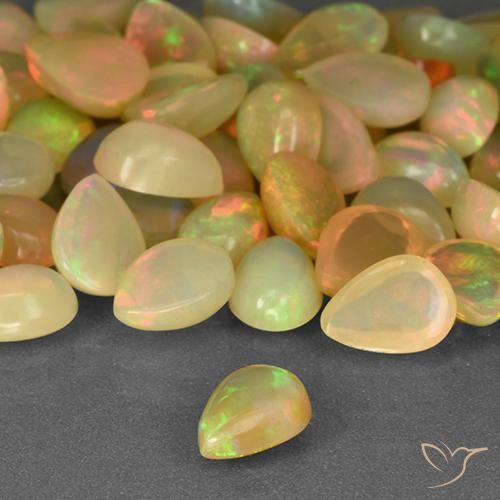 19.78 ctw Multicolor Opal Stones, Natural Opal in Pear Cabochon Shape for Sale