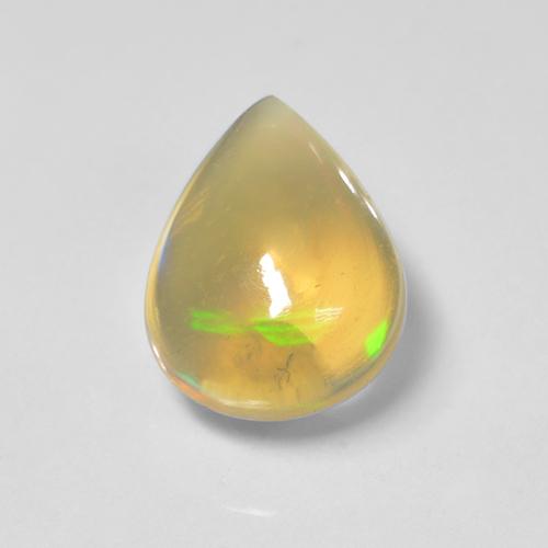 Opale Multicolore pear cabochon 10,1 x 7,9mm d'Éthiopie, poids de 1,15 ct, pierre gemme naturelle Non traité de pureté Transparent, 1 pièce d'opale , couleur : Multicolore, dureté de Mohs de 5.5 à 6.5, Symbolise l'amour, la passion, le désir, Photo A