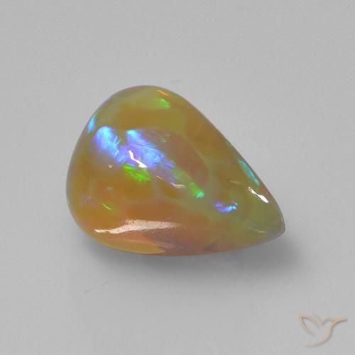 2.74 ct Multicolor Opal Stone, Natural Opal in Pear Cabochon Shape for Sale