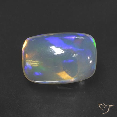 3.39 ct Multicolor Opal Stone, Natural Opal in Cushion Cabochon Shape for Sale