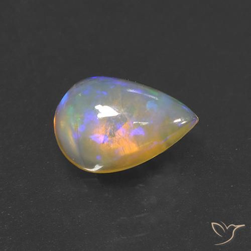 1.36 ct Multicolor Opal Stone, Natural Opal in Pear Cabochon Shape for Sale