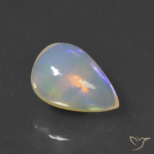 2.14 ct Multicolor Opal Stone, Natural Opal in Pear Cabochon Shape for Sale