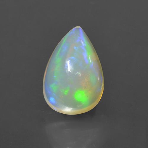 2.46ct Pear Cabochon Multicolor Opal from Ethiopia, Dimension 12 x 8.1mm, Transparent Clarity, Natural untreated gemstone, 1pc Opal in Multicolor Color, Mohs Hardness of 5.5 - 6.5, Year of the Snake Gemstone, Photo A