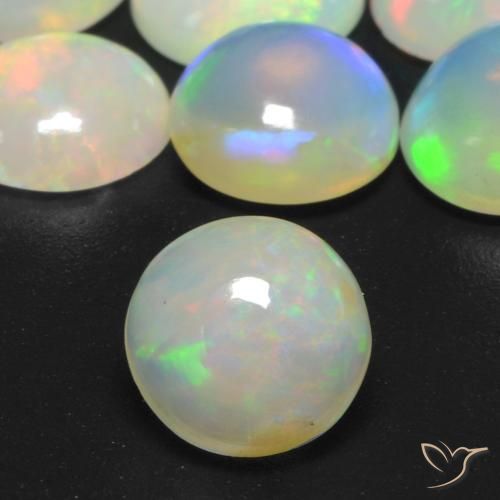 2.83 ctw Multicolor Opal Gemstones, Opal Gems in Round Cabochon Shape for Sale.