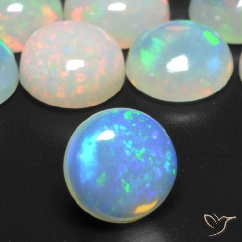 6.44 ctw Multicolor Opal Stones, Natural Opal in Round Cabochon Shape for Sale