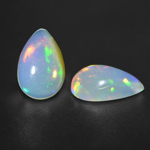 1.90 Cts 15x8x2.5 mm. Natural Matrix Opal Pear Cabochon Gemstone Blue Rainbow Color Ring size