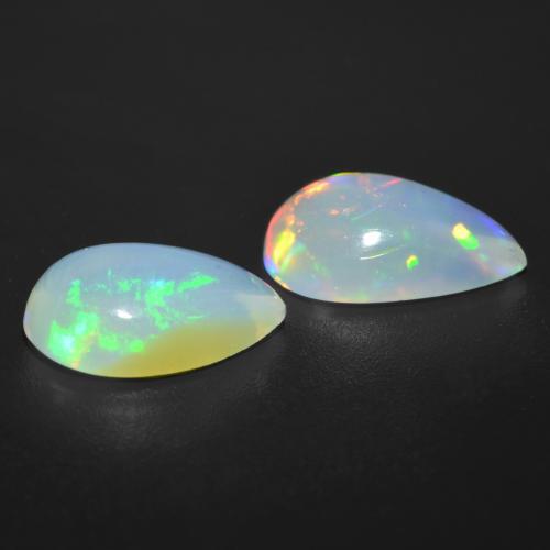 1.90 Cts 15x8x2.5 mm. Natural Matrix Opal Pear Cabochon Gemstone Blue Rainbow Color Ring size