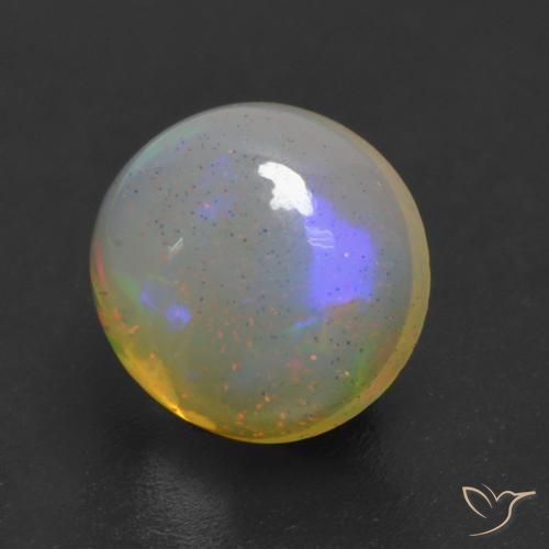 1.01 ct Multicolor Opal Stone, Natural Opal in Round Cabochon Shape for Sale