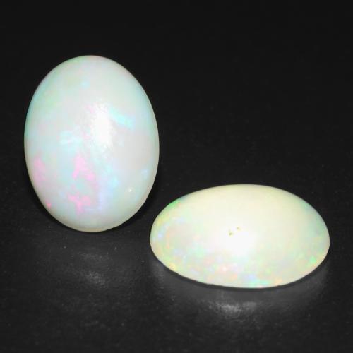 Multicolor White Opal Gem - 0.9ct Oval Cabochon (ID: 540161)
