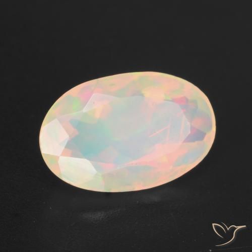 1.42 ct Multicolor Opal Stone, Natural Opal in Oval Facet Shape for Sale