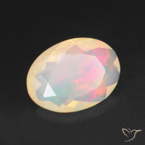 1.34 ct Multicolor Opal Stone, Natural Opal in Oval Facet Shape for Sale